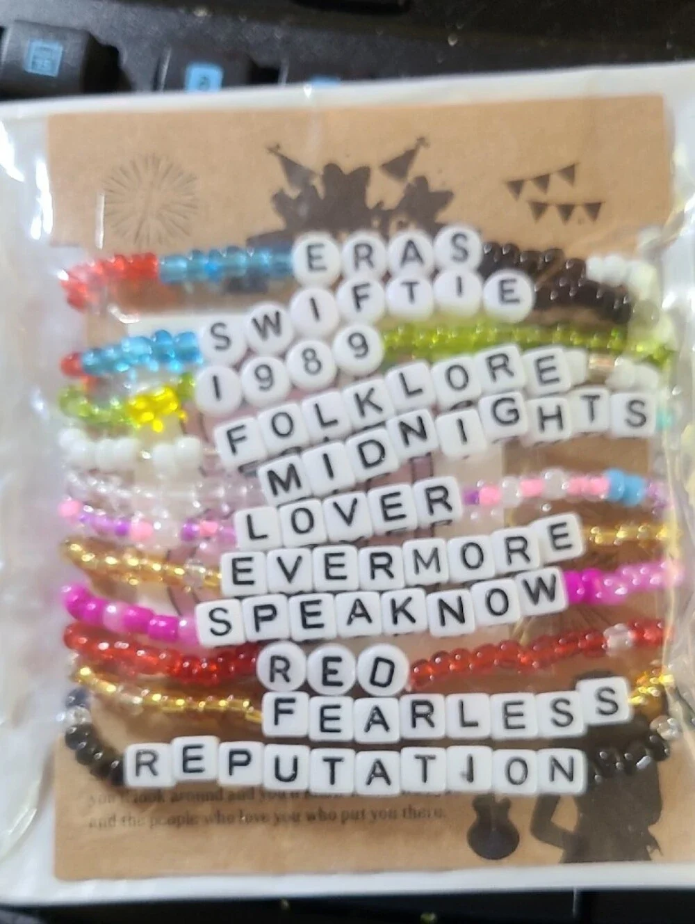 Taylor Swift Album Bracelet Set - Multicolor Beaded Word Bracelets